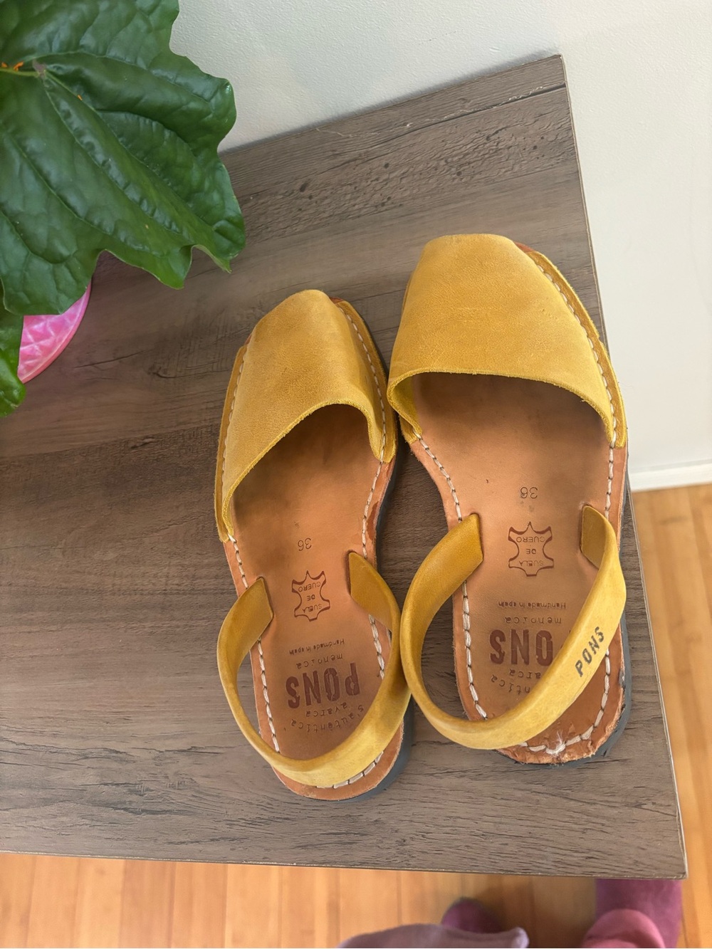 PONS Mustard Yellow Suede Slide Sandals